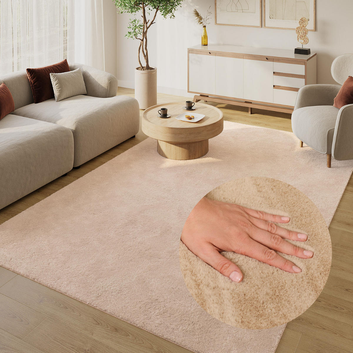 KURZFLORTEPPICH LUMI beige kuschelweich waschbar 240/340 cm - Beige, Textil (240/340cm) - Tapiso