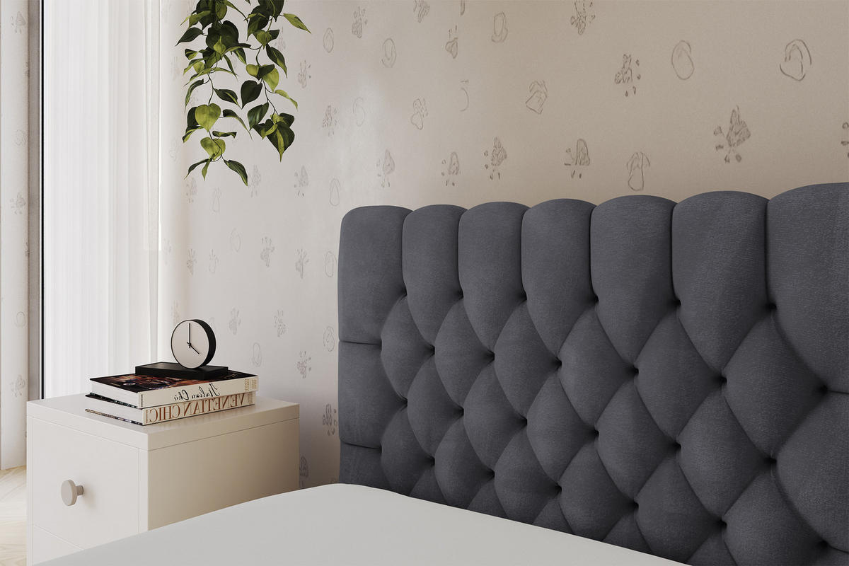 EINZELLBETT Jugendbett mit Bettkasten und Matratze H3/H4, Rechts - MULY 100x200 Dunkelgrau - Titanfarben, Holzwerkstoff/Textil (100/200cm) - ALTDECOR