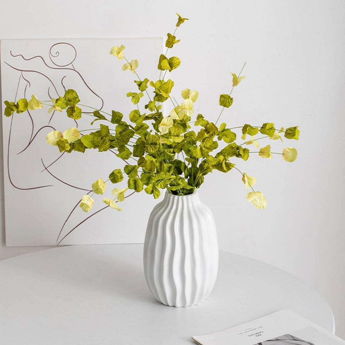 VASE 20 x 8 x 4 cm Keramik - Weiß, Keramik (20cm) - LIBRATON