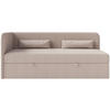 JUGENDBETT Calmmo Dunkelbeige mit Chenille-Bezug, Kopfteil links - Beige, Textil (90/200cm) - Selsey