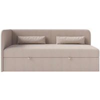 JUGENDBETT Calmmo Dunkelbeige mit Chenille-Bezug, Kopfteil links - Beige, Textil (90/200cm) - Selsey