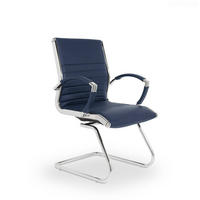 BESUCHERSTUHL Montreal Echtleder Blau – ergonomisch, 150 kg belastbar - Blau, Leder/Metall (60/95/60cm) - Versee