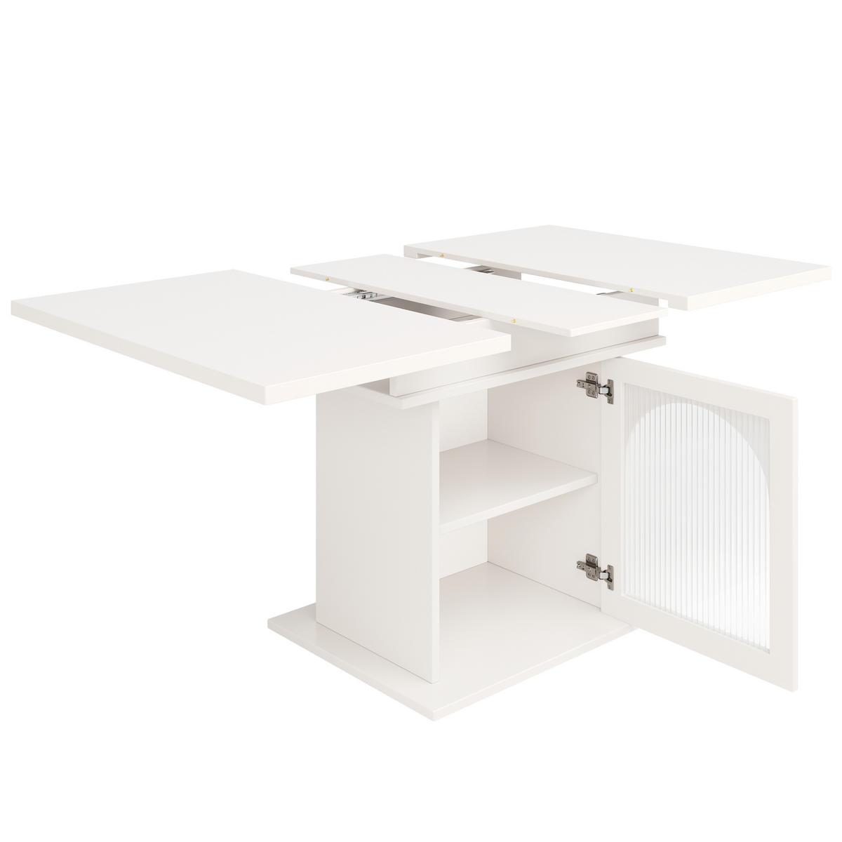 ESSTISCH Weiß 110-140/70/76 cm - Weiß, Glas/Holzwerkstoff (140/70/76cm) - Urban Meuble