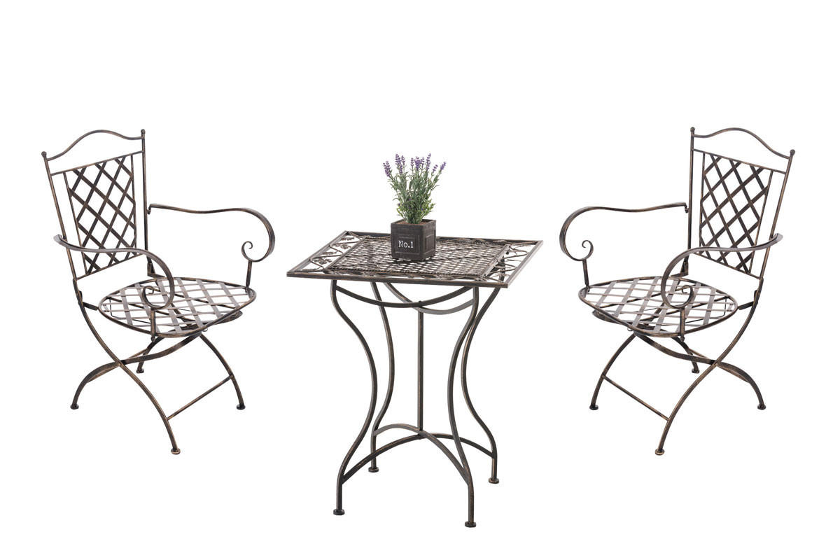 BALKONSET Bistroset Vomir Metall Bronze 2 Personen - Bronzefarben, Metall - DELUKE
