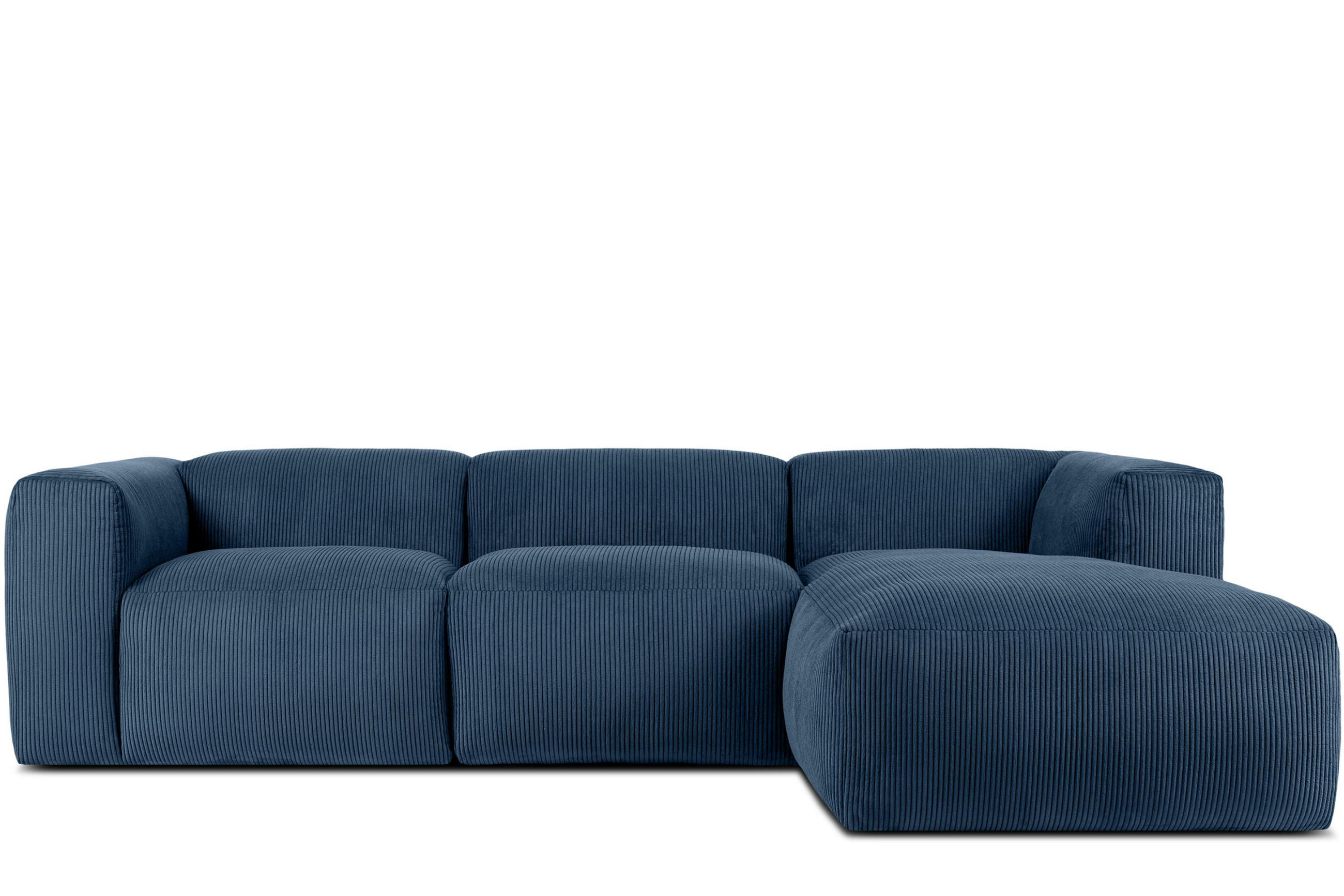 ECKMODULSOFA-RECHTS BUFFO mit extrem weicher und bequemer Sitzfläche, Kordstoff, marineblau - Blau/Grün, Textil (297/180cm) - KONSIMO®
