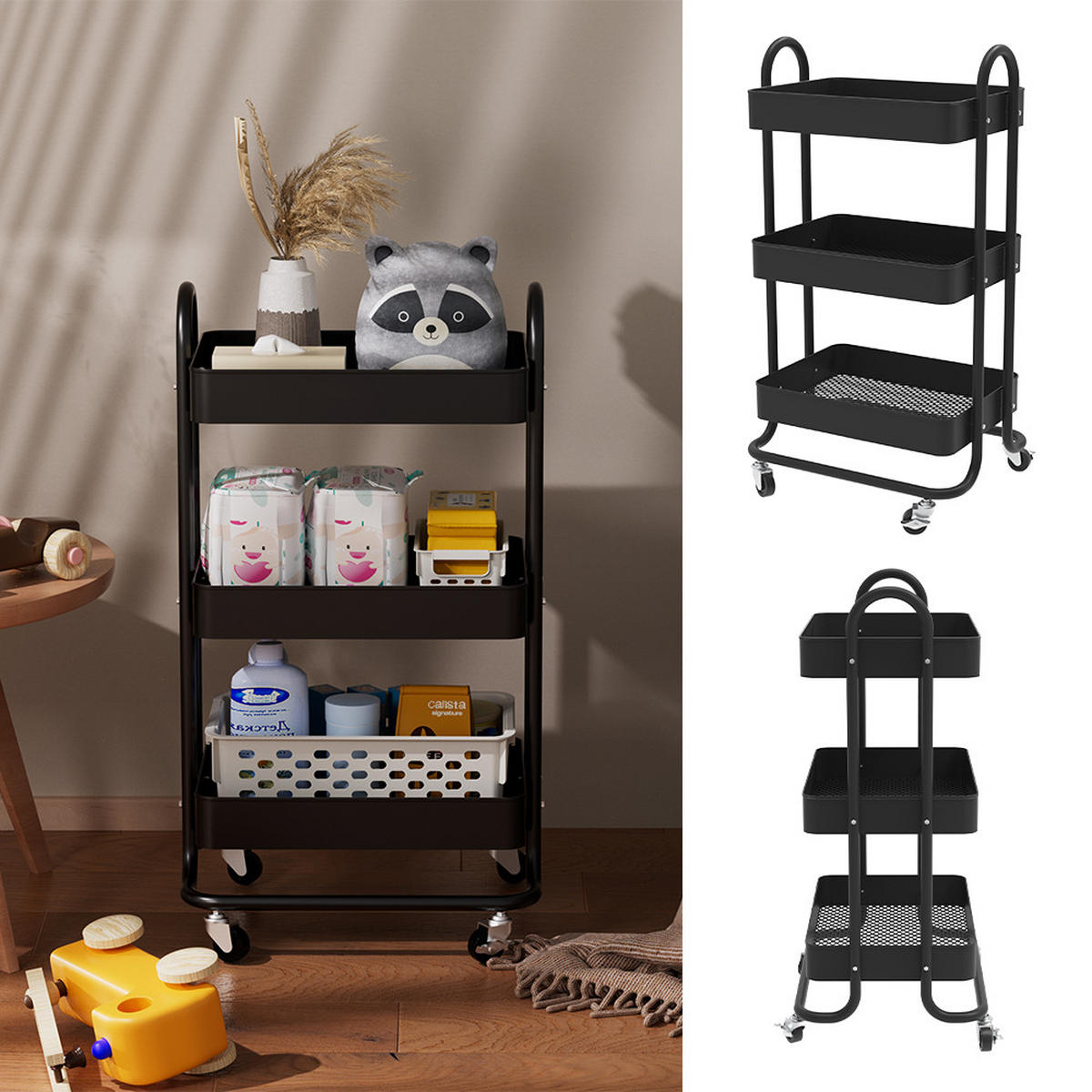 ROLOVACÍ KONTEJNER Tron Černá - černá, kov (45.9/78.7/34cm) - Vicco