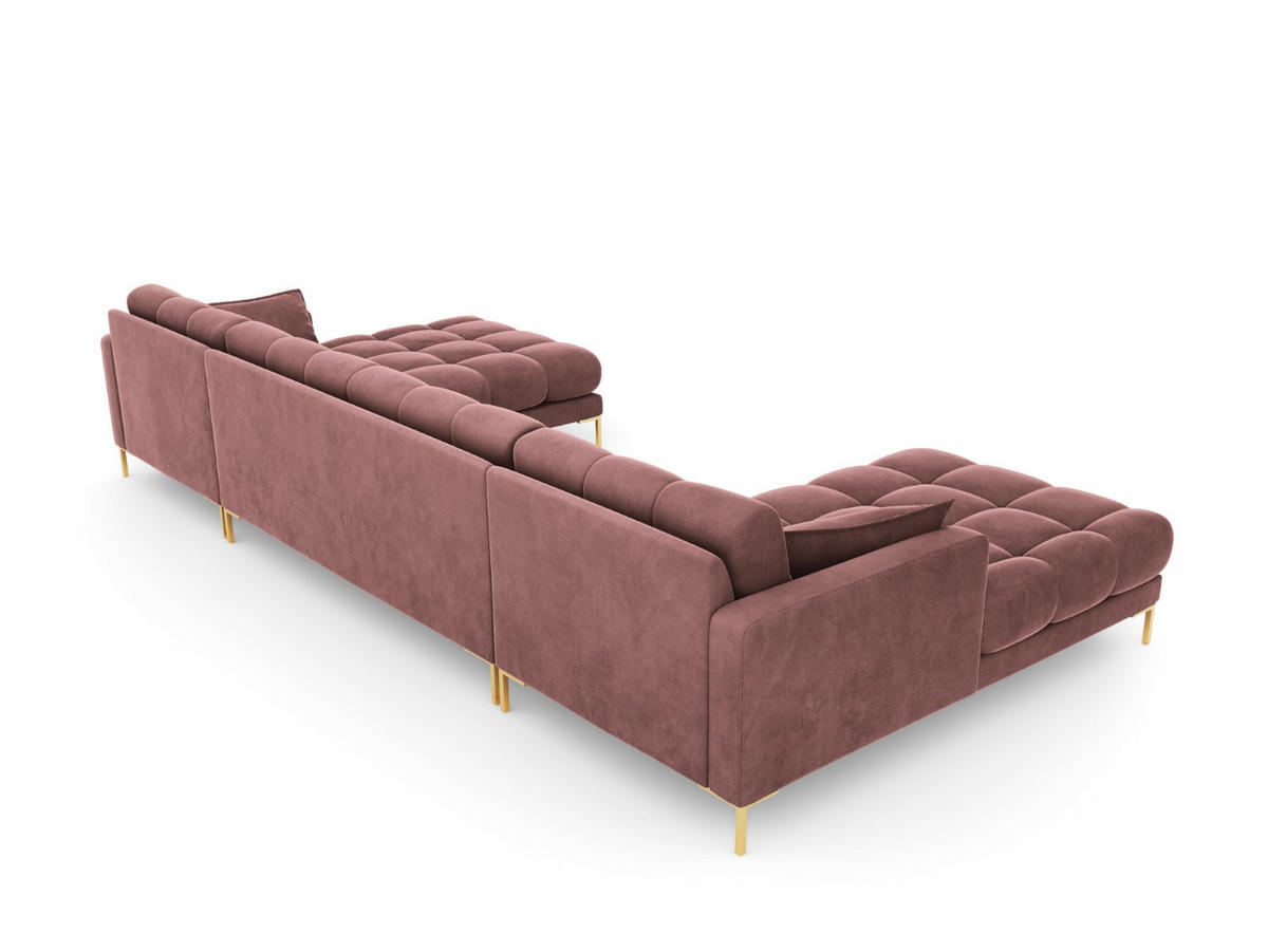 PANORAMASOFA Mamaia aus Samt rosa 6 Sitzplätze - Pink, Textil (185/75/383cm) - Micadoni
