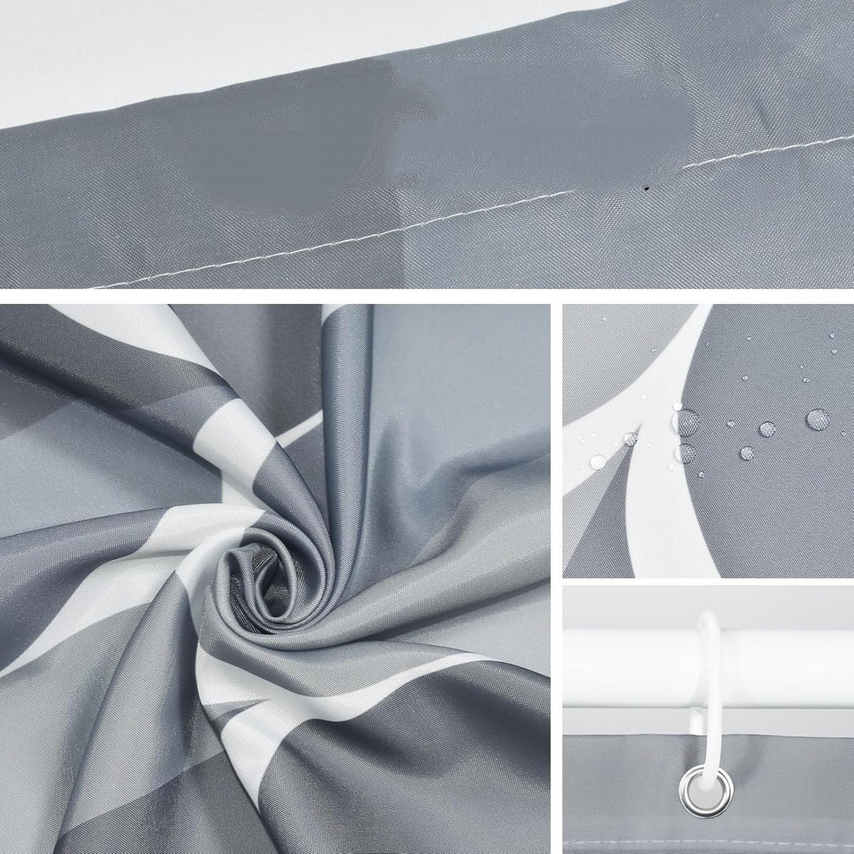 DUSCHVORHANG – Breite 180 x Höhe 180 cm – Inklusive Haken - Grau, Textil (180/180cm)
