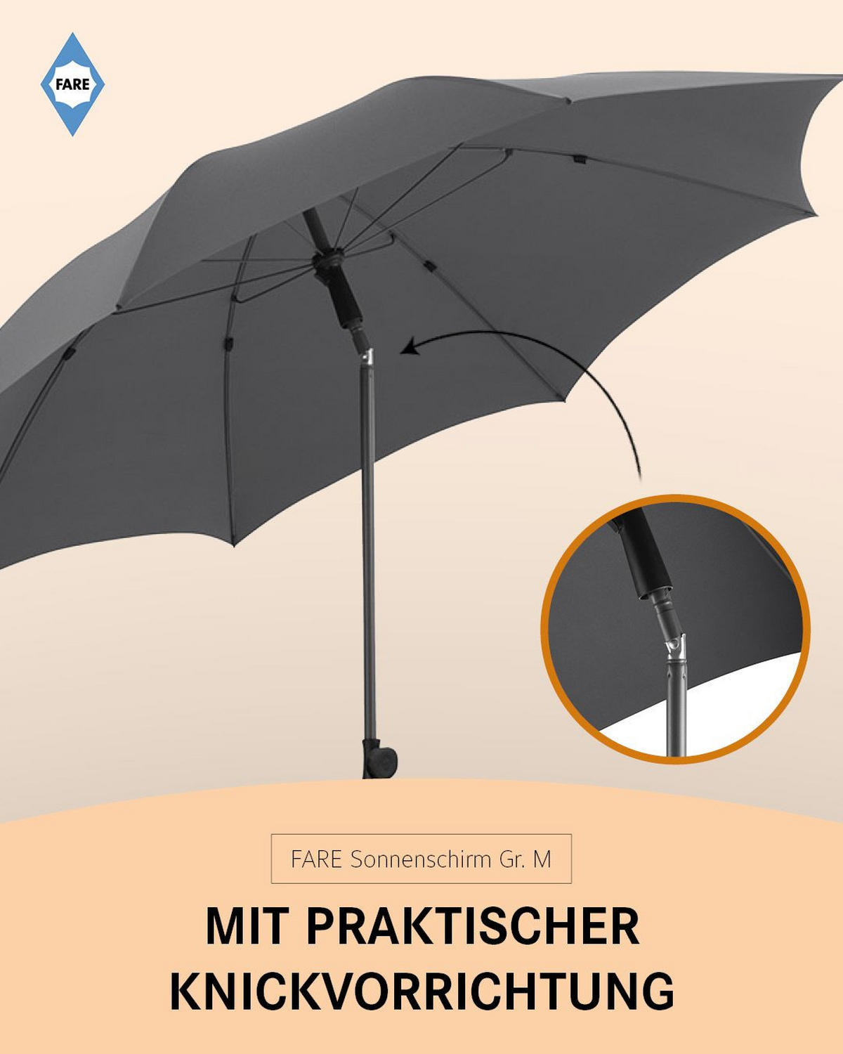 SONNENSCHIRM 180/180/126 cm - Grau, Kunststoff (180/180cm) - FARE