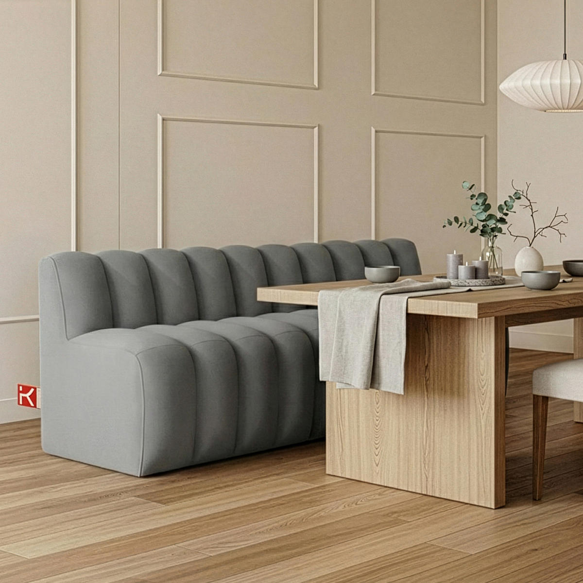 ESSZIMMERBANK CORDA, Hellgrau - Hellgrau, Holz/Holzwerkstoff (203/78/71cm) - KONSIMO®