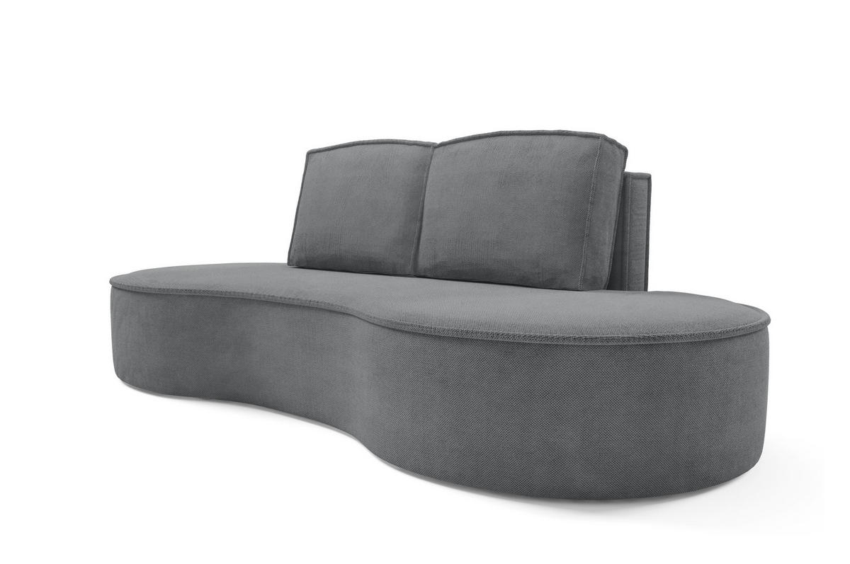 SOFA Molly – Freistehendes halbrundes Designsofa mit zwei eleganten, abnehmbaren RückenKissen, Curio Stoff, Größe: 234x101x88 cm, Grau - Grau, Holz/Textil (234/88/101cm) - DomoHome