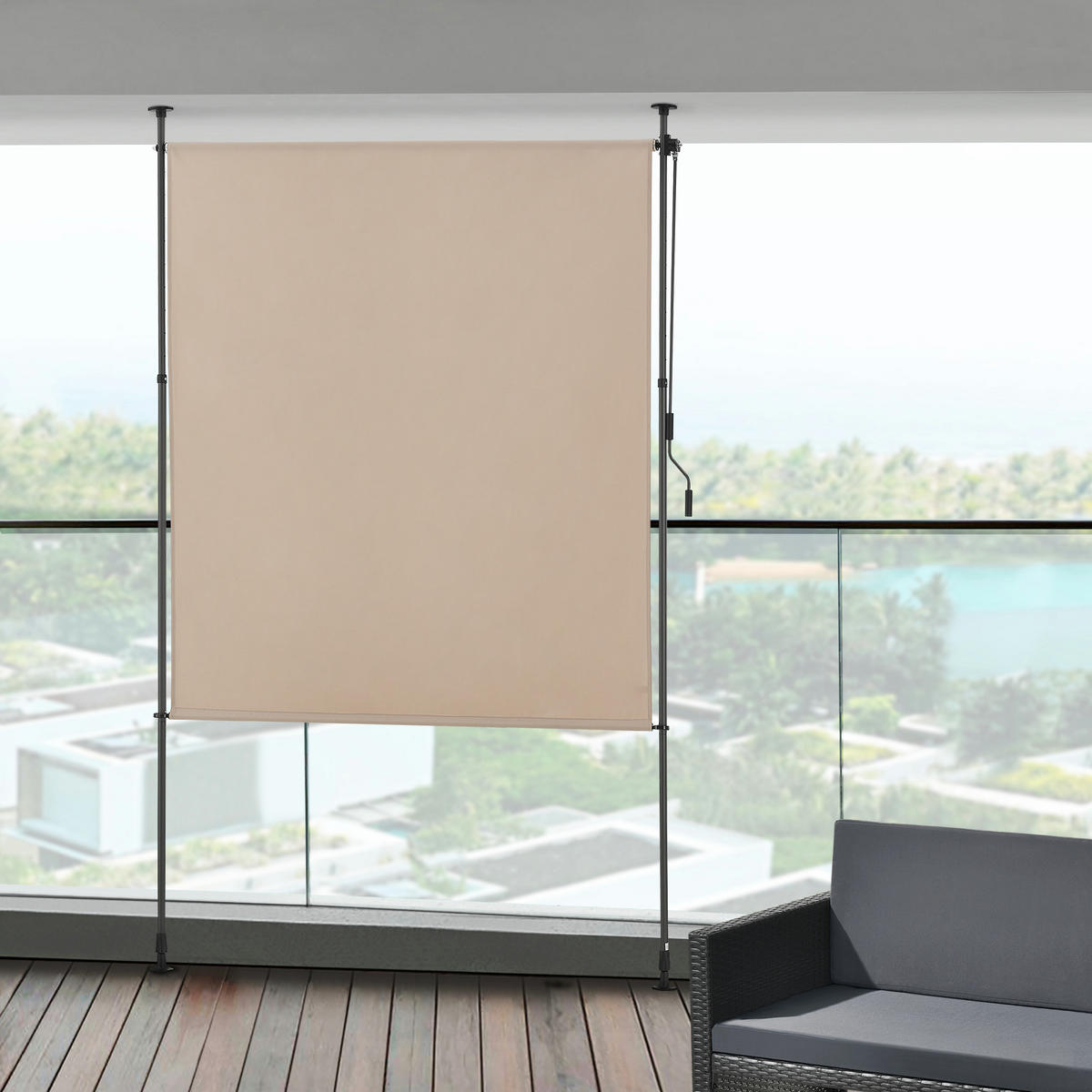 AUSSENROLLO Cimarra - Sandfarben, Textil/Metall (200/270cm) - pro.tec