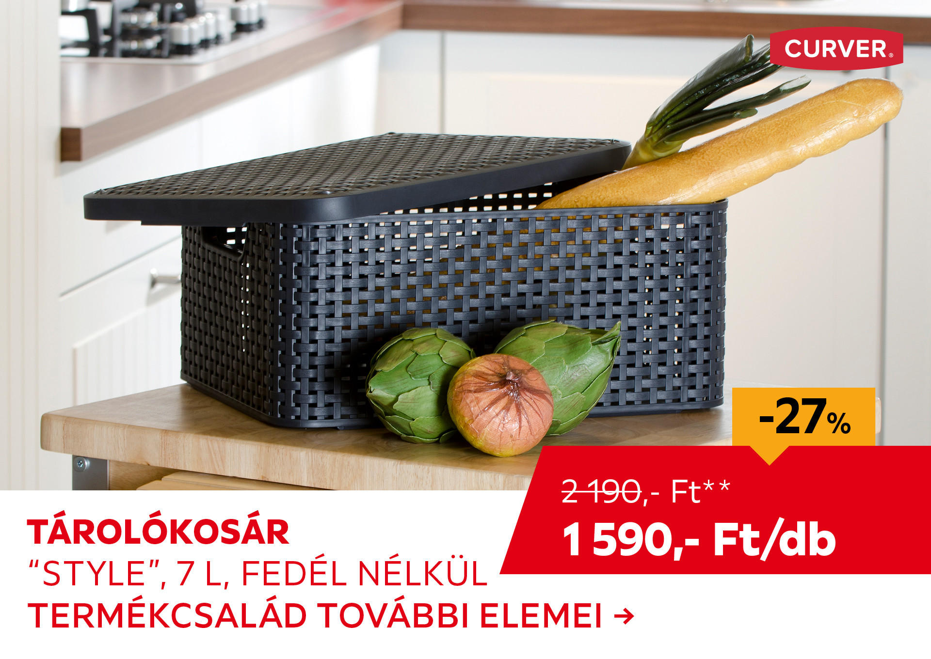 Tárolókosár "Style", 7 L Kiemelt termék 2190 Ft.- helyett 1590 Ft.-
