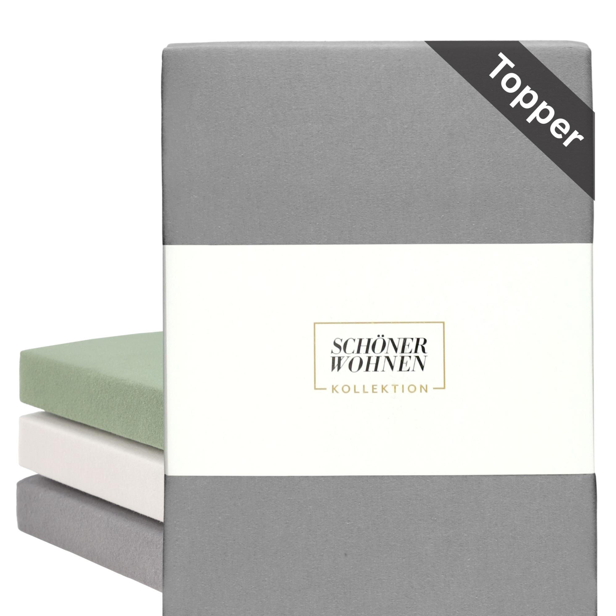 TOPPER Spannbettlaken BASIC - Grau, Textil (180/200cm) - Schöner Wohnen