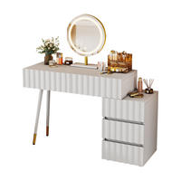 SCHMINKTISCH 100/40/127 cm Weiß mit LED-Beleuchtung und 5 Schubladen - Weiß, Holzwerkstoff (40/127/135cm) - OKWISH