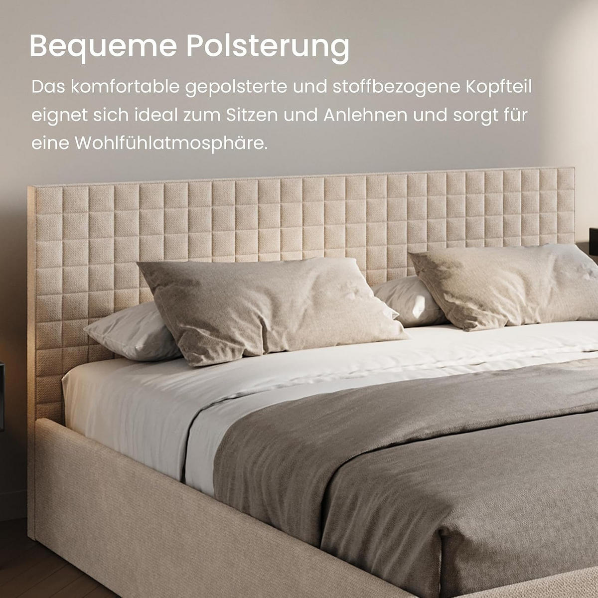 POLSTERBETT VARDO-Stoff 180x200 cm in Beige - Beige, Textil (180/200cm) - Home Collective