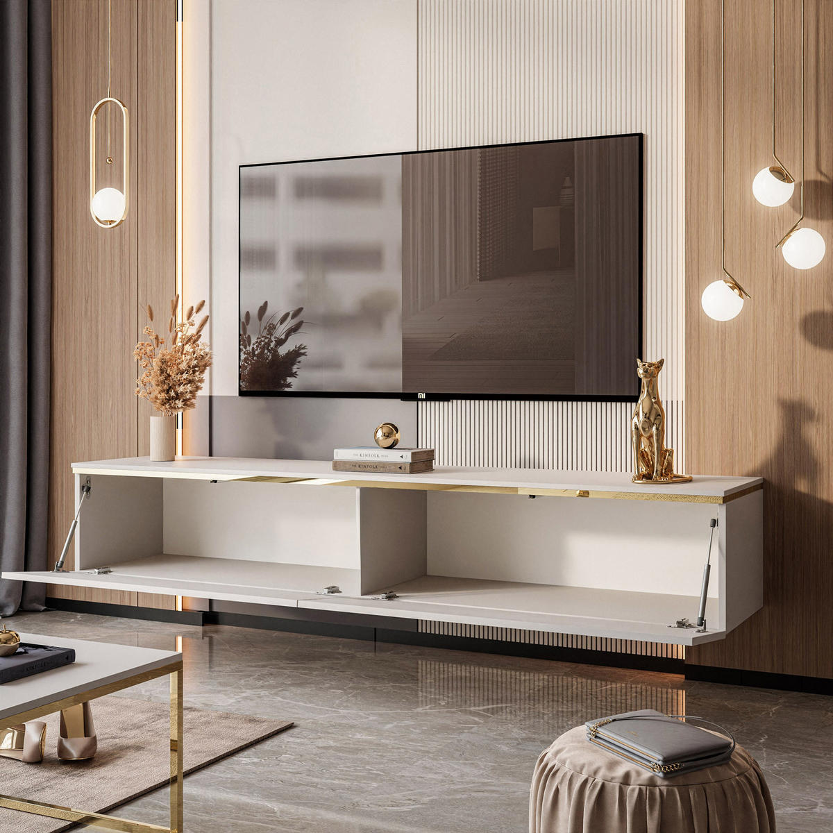 HÄNGESCHRANK TV-Möbel AURORA Kaschmir - Kaschmir, Holzwerkstoff (180/32/40cm) - Lookway