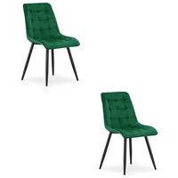 STUHL Grün 49x60 cm SPLIT Samtbezug x 2 - Schwarz, Metall (49/59/60cm)
