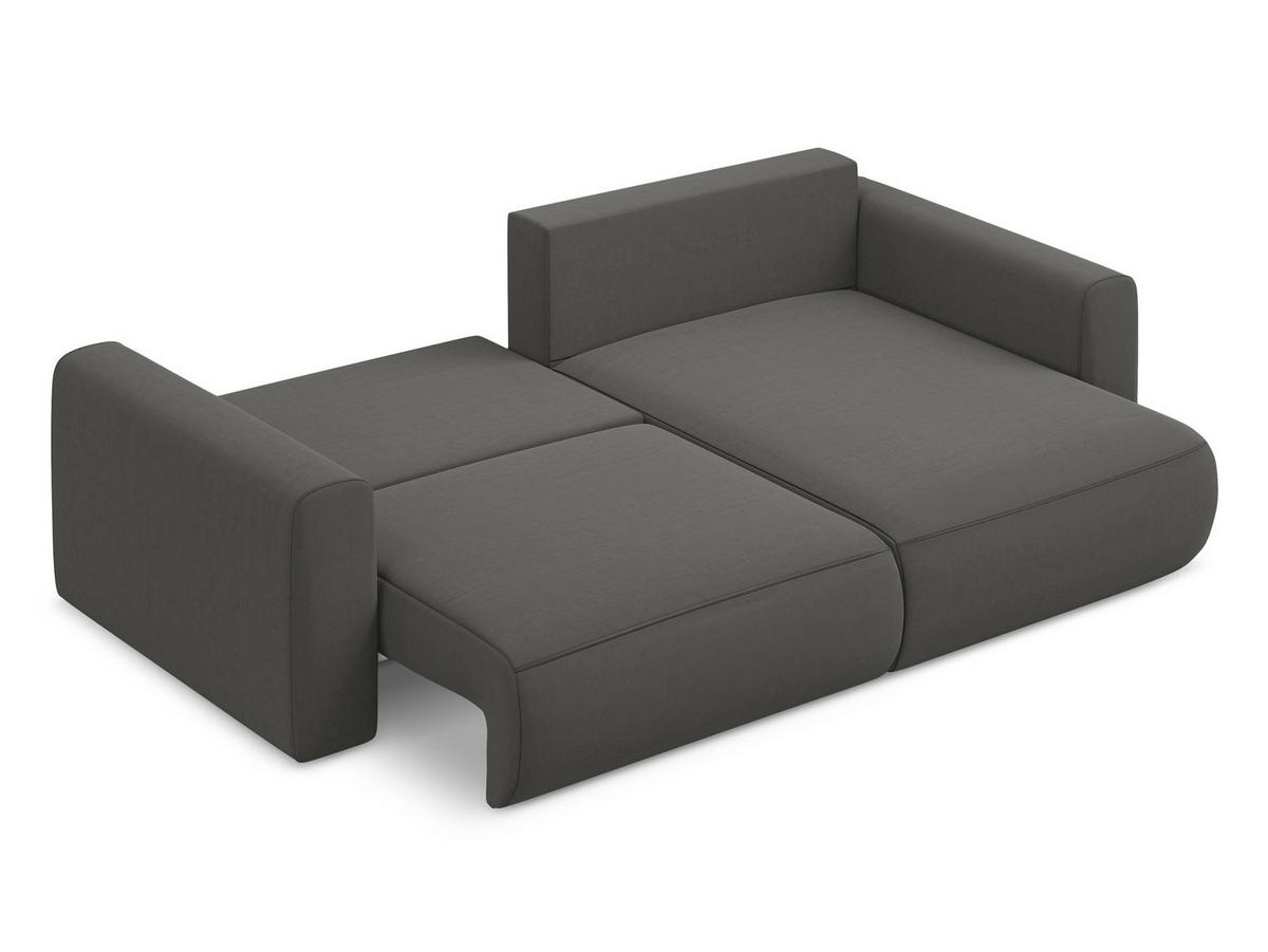 ECKSOFA mit Schlaffunktion Samt Stoff Grau - Dunkelgrau/Schwarz, Kunststoff/Textil (240/149cm) - Makamii