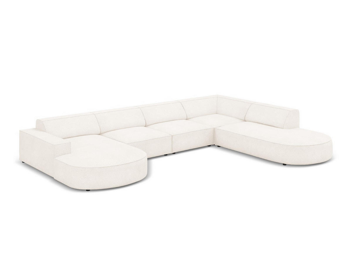 PANORAMASOFA rechts Jodie aus Boucle beige 7 Sitzplätze - Beige, Textil (262/70/364cm) - Micadoni