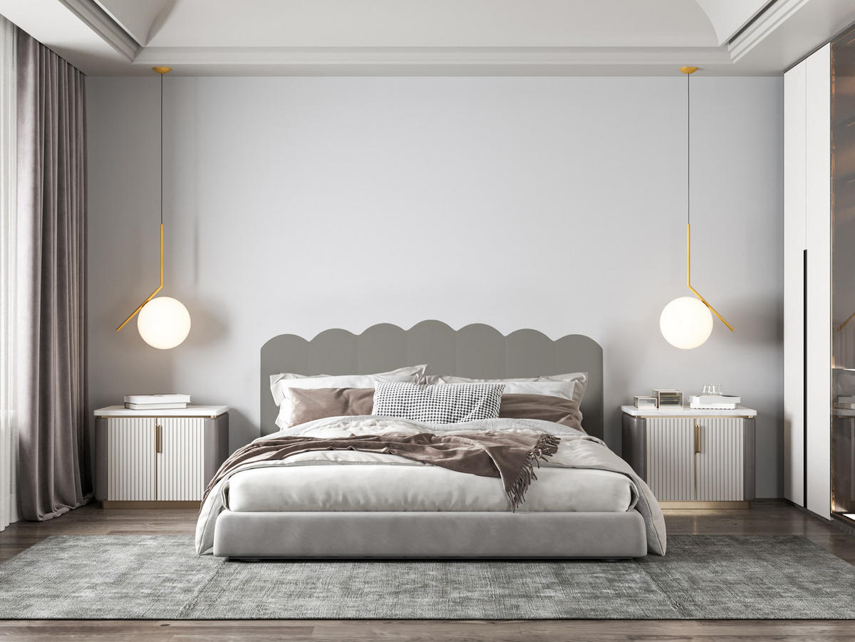 KOPFTEIL aus Graues Samt 160/74/3 cm SHELL - Grau, Textil (160/74/3cm) - RNT By Really Nice Things