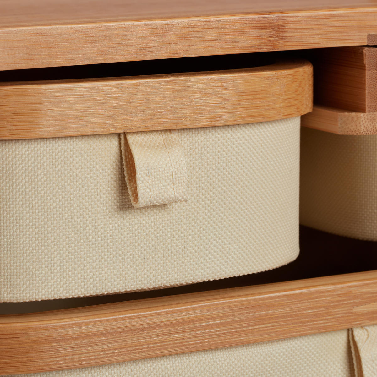 MINI-KOMMODE - Hellbraun, Holz/Textil (34/19/23cm) - Relaxdays