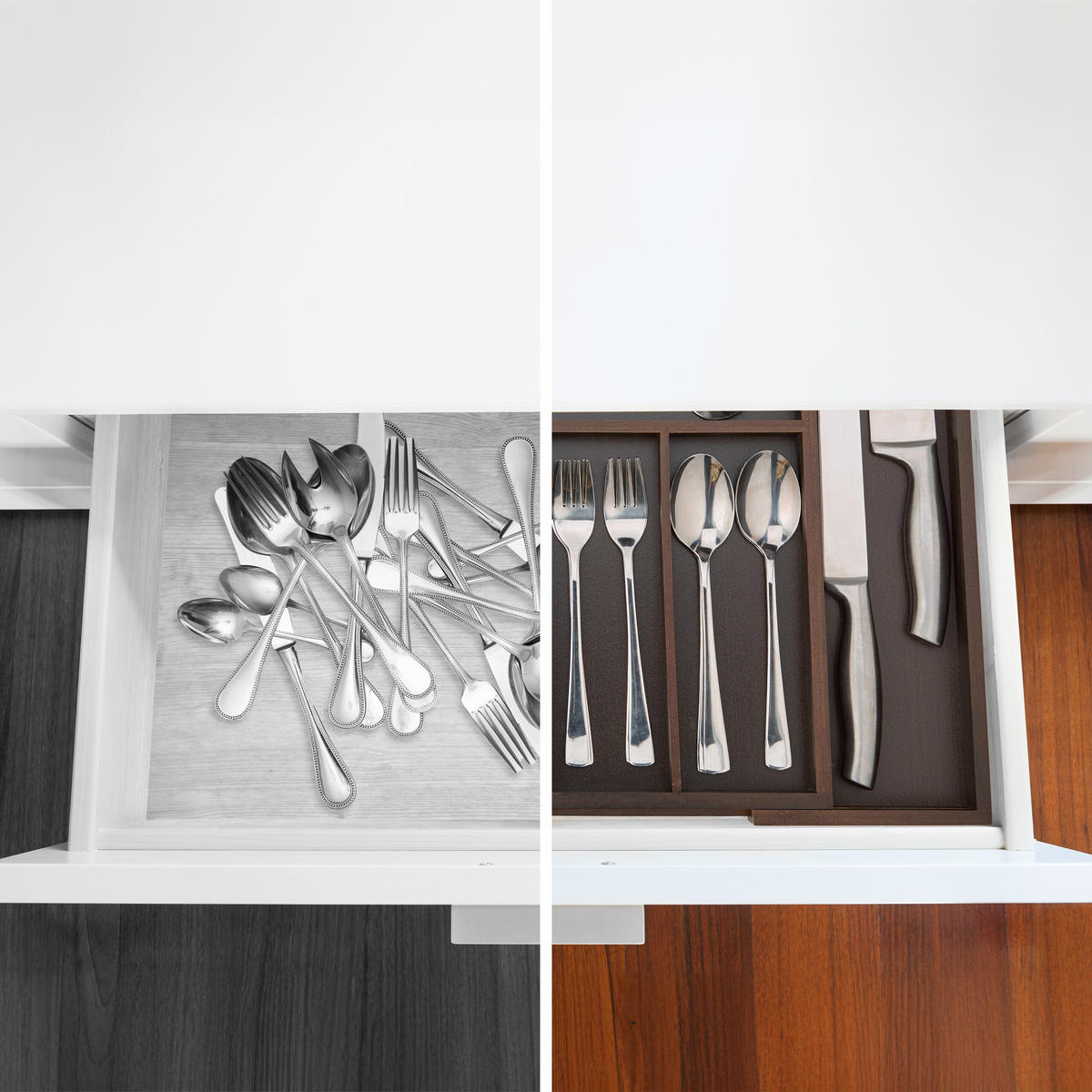 BESTECKEINSATZ - Dunkelbraun, Holz/Holzwerkstoff (48/5/46cm) - Relaxdays