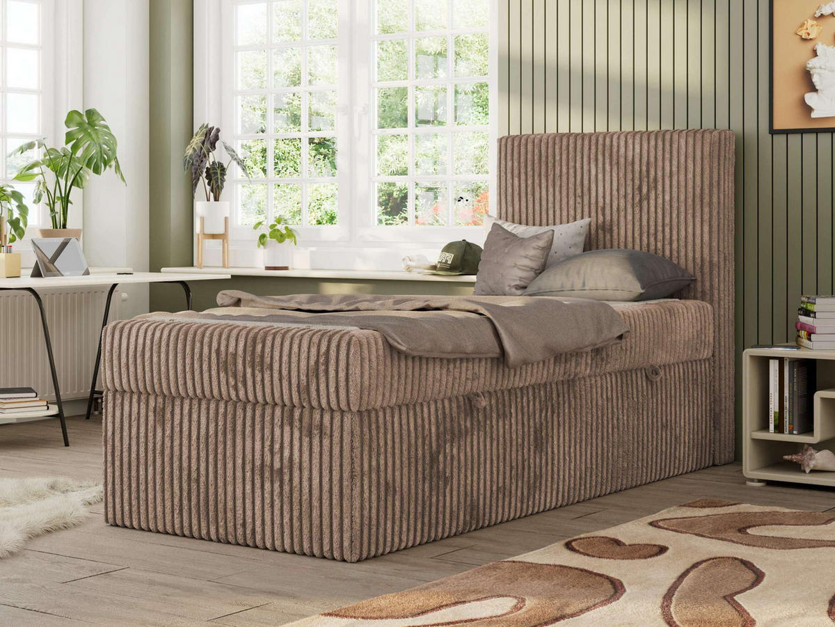 JUGENDBETT TILIO 90/200 - Braun - H4 - Rechts Seite - Braun, Textil (90/200cm) - MKS