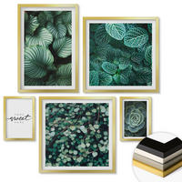 WANDBILDER 5er Set - 50x50 cm & 20x30 cm & 40x60 cm Goldrahmen - Wellen, Sand, Wasser, Steine, Strand - Goldfarben, Kunststoff (40/60cm) - ArtPrintCave