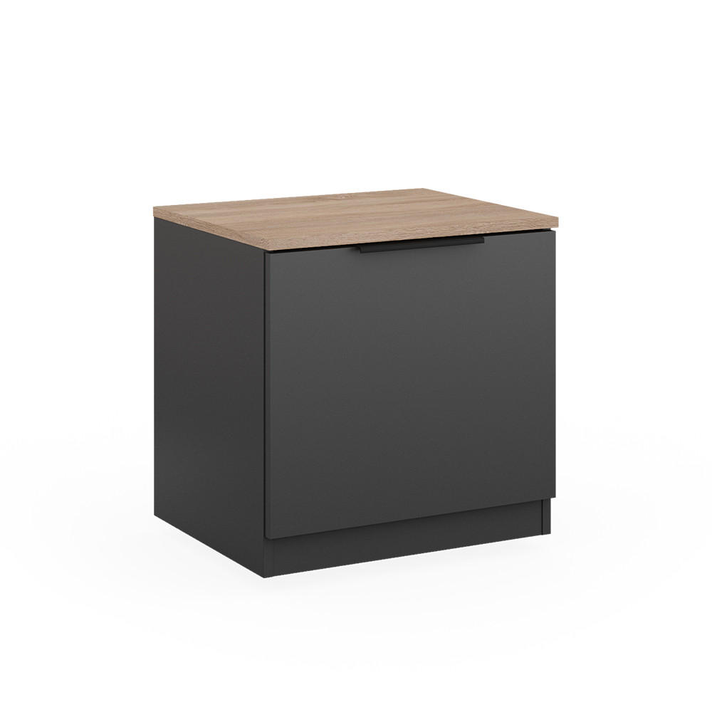 NACHTTISCH Betti Anthrazit 50 x 50 cm - Anthrazit/Sonoma Eiche, Holzwerkstoff (50/50/42cm) - Vicco