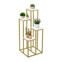 BLUMENTREPPE - Goldfarben/Weiß, Holzwerkstoff/Metall (40/40/100cm) - Relaxdays