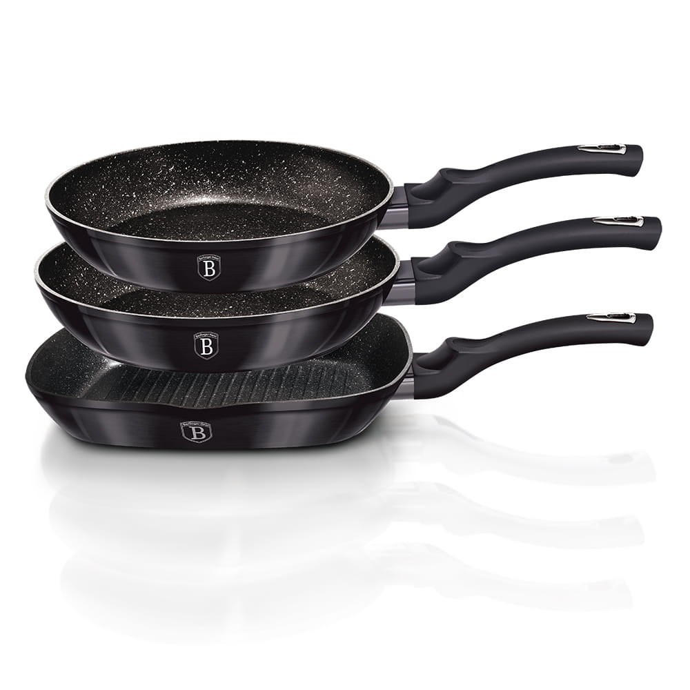 PFANNENSET Schwarz 50/30/20 cm BH6904 - Schwarz, Metall - Berlinger Haus