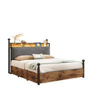 METALLBETT 140/190 cm mit LED-Beleuchtung, Stauraum und USB- und Type-C-Anschlüssen - Schwarz, Metall (140/190cm) - Flora Grace