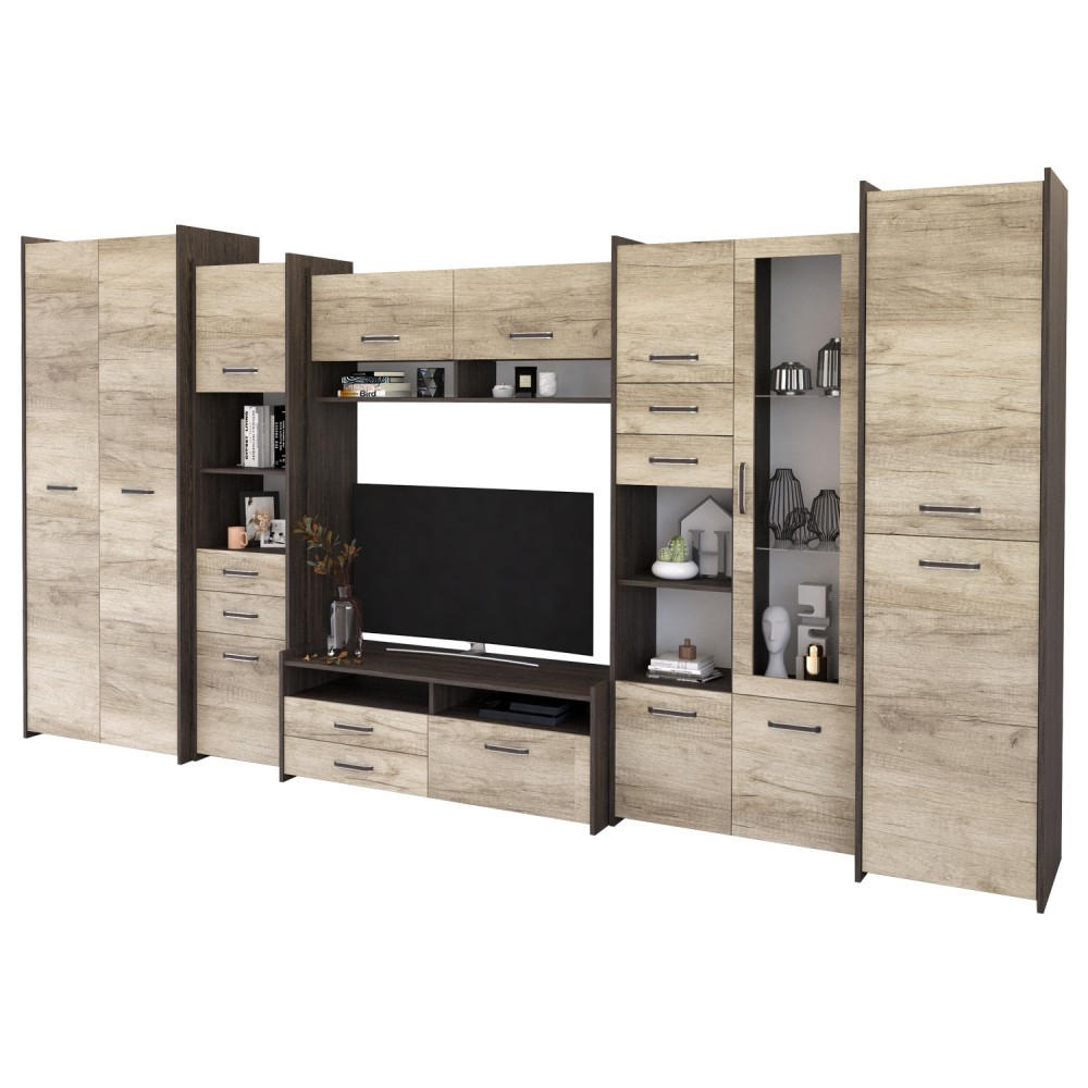imoebel24 Wohnwand Sonoma Eiche 360x200x53 cm