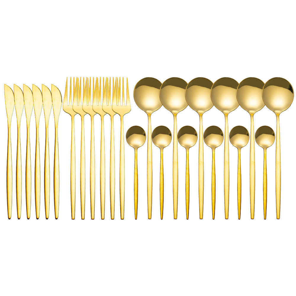 BESTECK-SET 24-teiliges Besteckset Edelstahl für 6 Personen - Goldfarben, Metall