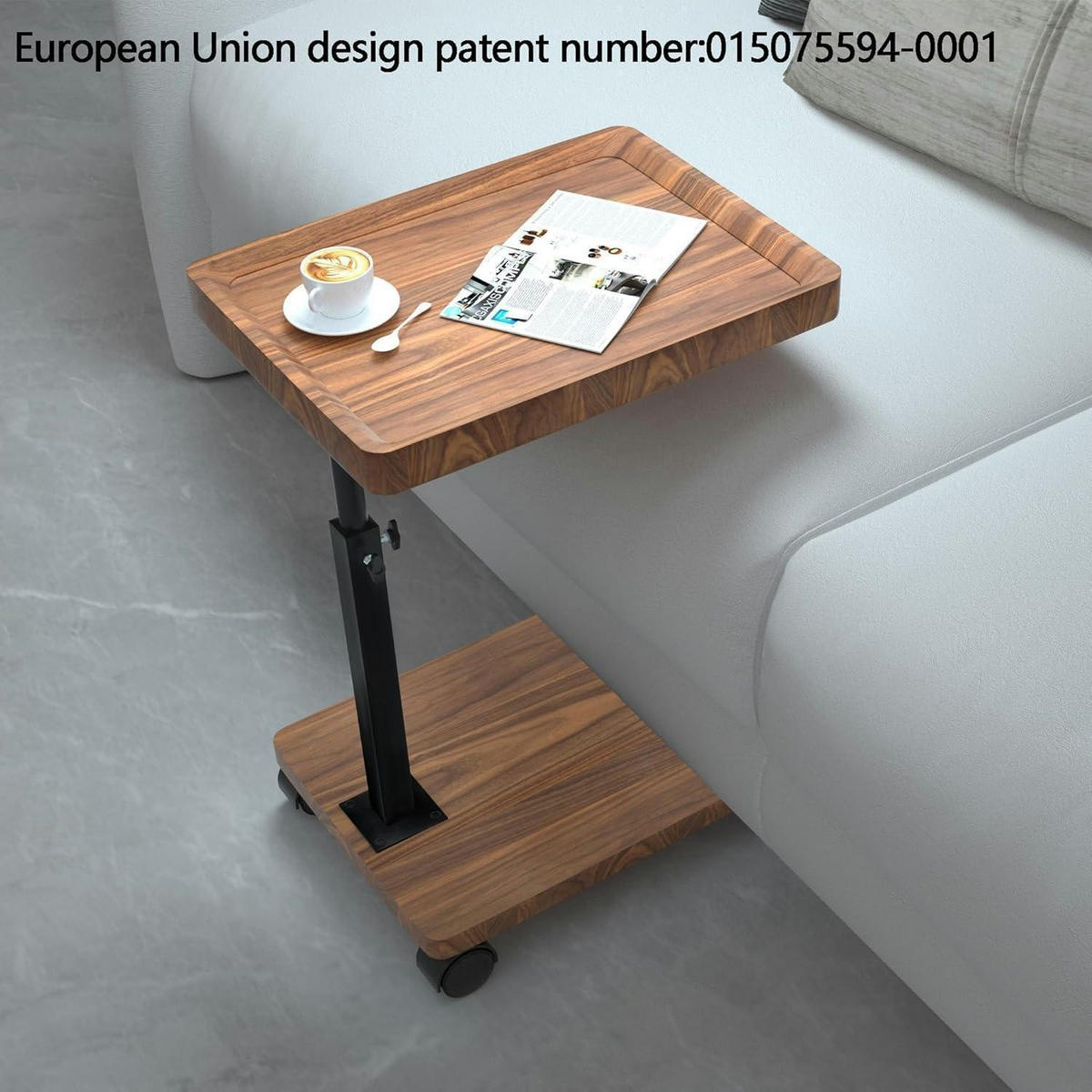 BEISTELLTISCH mit Rollen Nussbaum 45-80 cm - Braun, Holzwerkstoff (40/30/45cm)