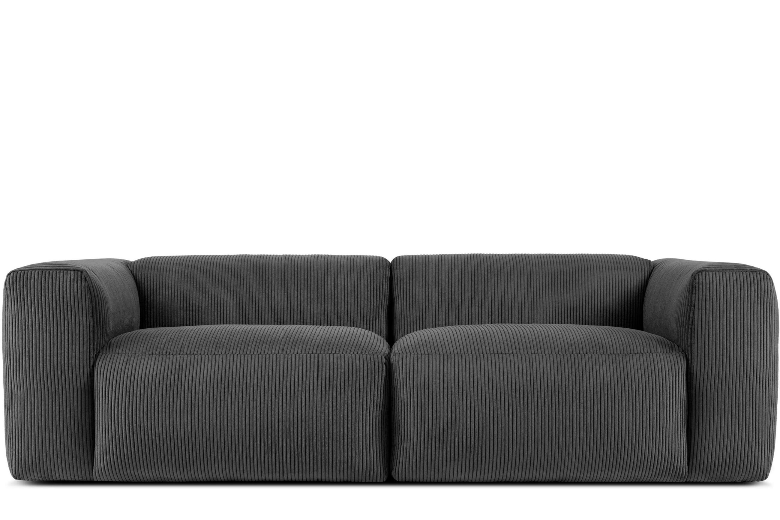 2,5-SITZER-MODULSOFA BUFFO mit extrem weicher und bequemer Sitzfläche, Kordstoff, grau - Grau, Textil (250/73/96cm) - KONSIMO®