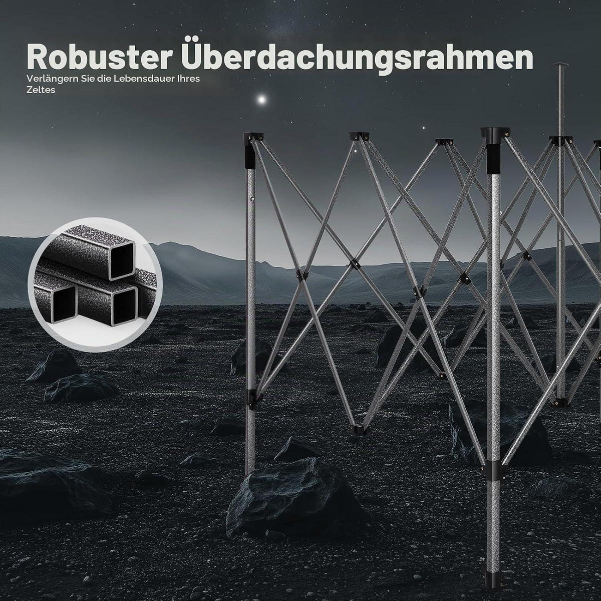 FALTPAVILLON 3 x 3 m Schwarz mit Markise und Seitenwänden - Schwarz, Metall (300/330/300cm)