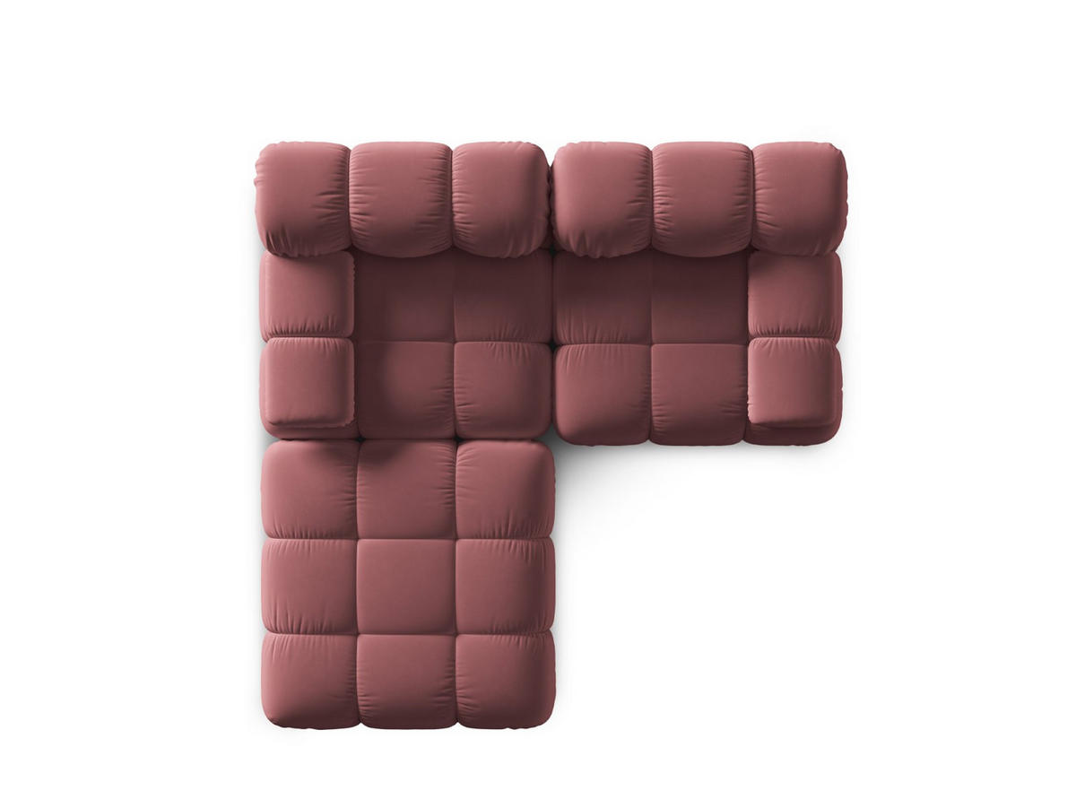 MODULARES-SOFA Bellis aus Samt rosa 3 Sitzplätze - Pink, Textil (188/63/188cm) - Micadoni