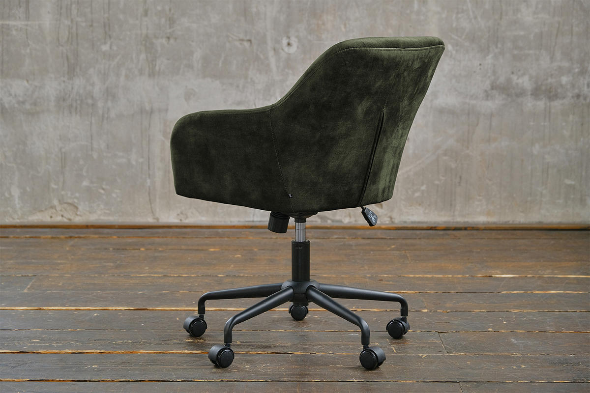 BÜROSTUHL KAYA Grün Velvet - Schwarz/Grün, Textil (64/79/61cm) - KAWOLA