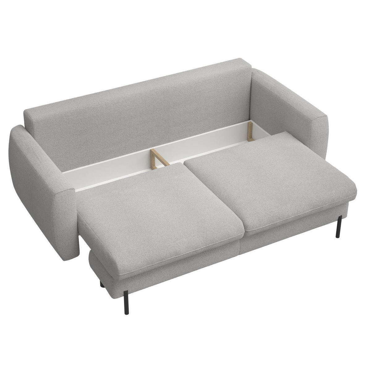 SOFA Rane Grau mit Schlaffunktion - Schwarz/Grau, Textil/Metall (236/90/102cm) - Selsey