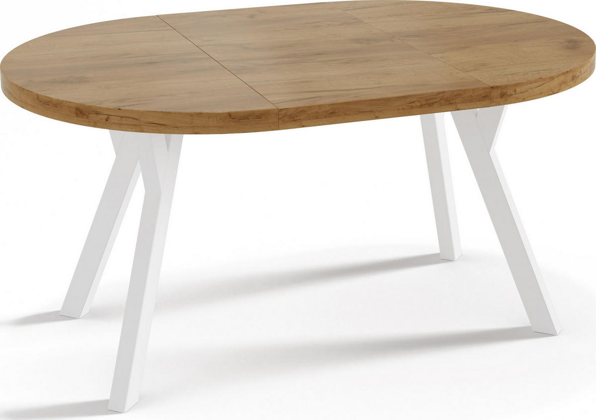 ESSTISCH Twixy runder ausziehbarer, Wotan Eiche 100-150/100/76 cm - Eiche Wotan/Weiß, Holz/Holzwerkstoff (100/100/76cm) - WFL GROUP