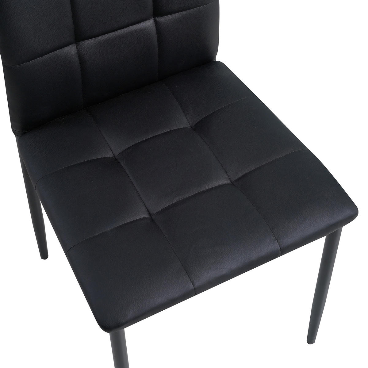 STUHL RIMINI Lederimitat Metallbeine 4er Set Schwarz - Schwarz, Kunststoff/Metall (41/97/38cm) - Albatros