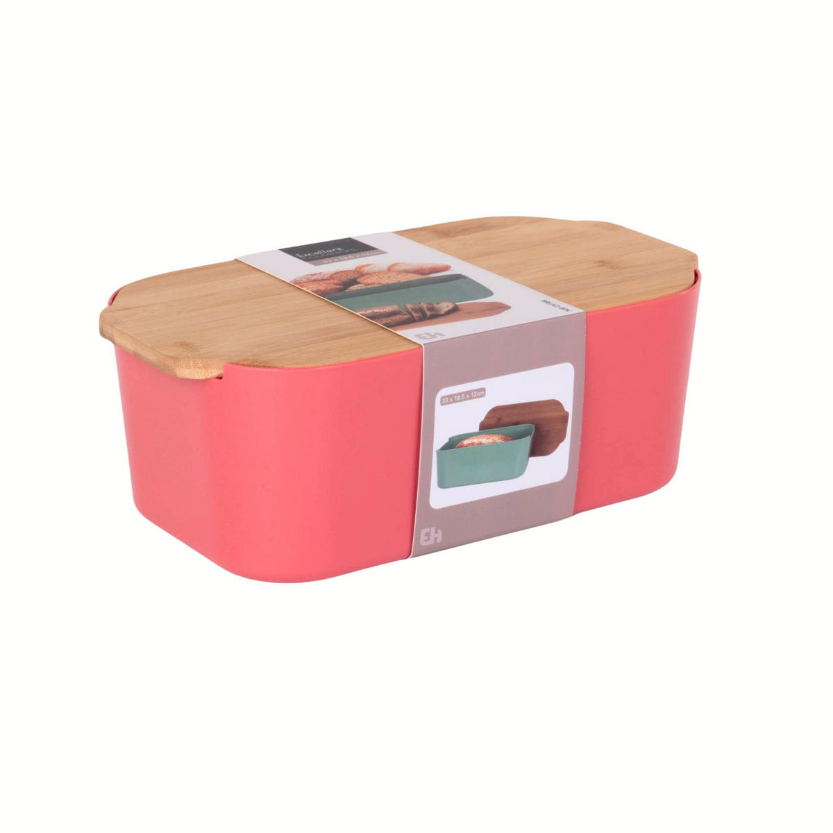 BROTKASTEN mit Bambusdeckel 33/18,5/12 cm - Rot, Kunststoff (18.5/12/33cm) - Excellent Houseware