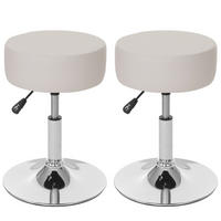 HOCKER 2er-Set höhenverstellbar und drehbar Sitzhöhe 43-55cm Ø 35cm Kunstleder Creme - Beige, Kunststoff (35/55/35cm) - PROREGAL