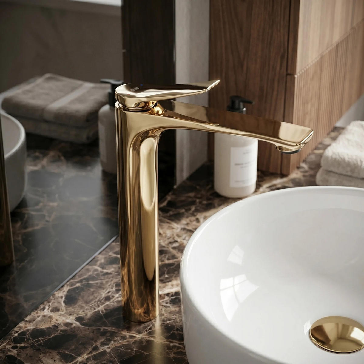 WASCHBECKENARMATUR Premium Rea Vision Gold High - Goldfarben, Metall (4.2/26.5/21.2cm) - REA