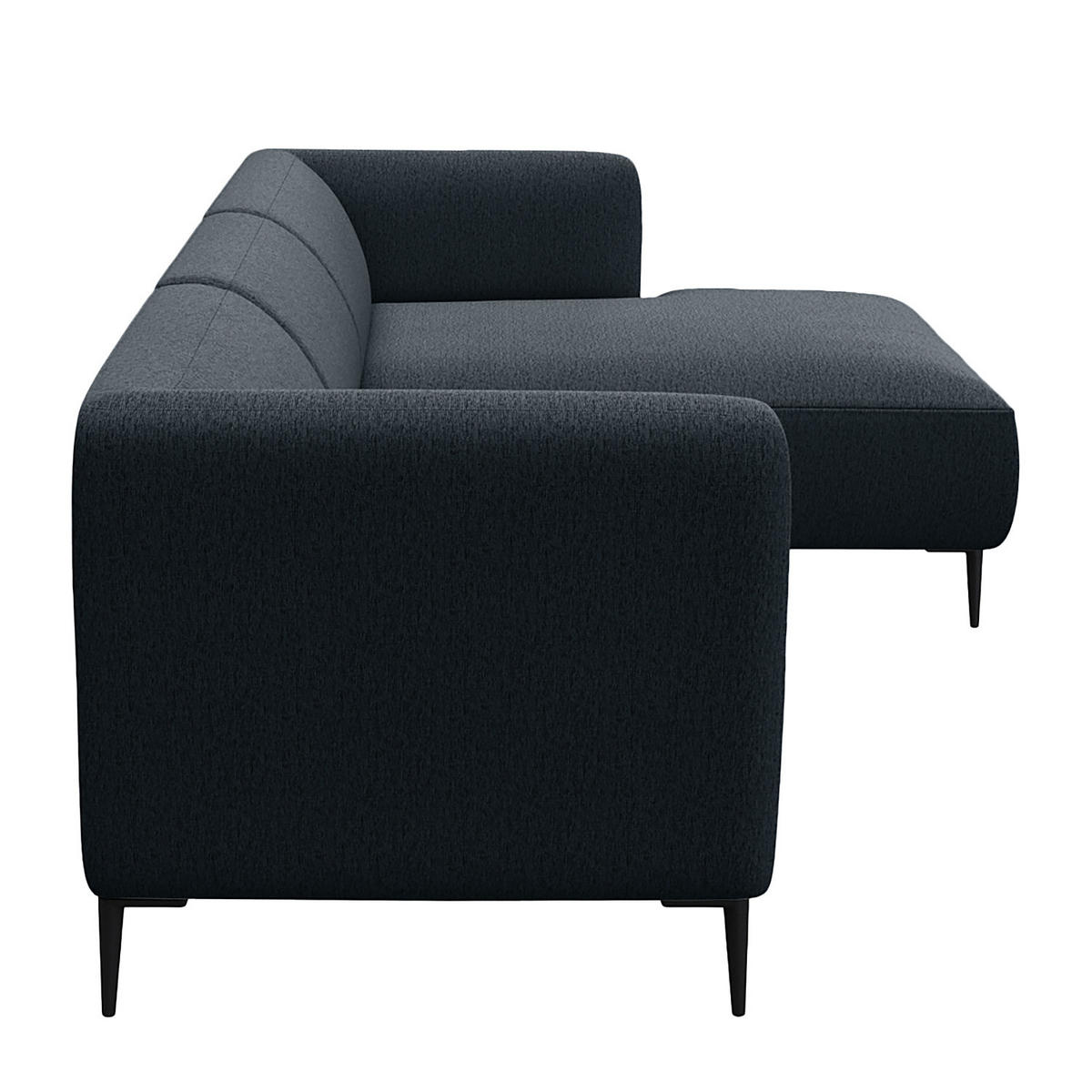 2,5-SITZER ECKSOFA mit Longchair - Schwarz/Grau, Textil/Metall (271/148cm) - home24