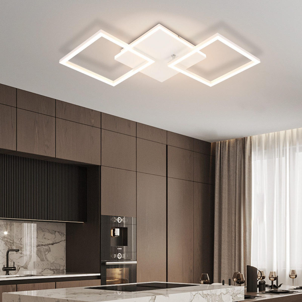 LED-DECKENLEUCHTE Malsom 62.8/29.5/7.4 cm - Weiß, Metall (29.5/62.8/7.4cm) - Nettlife