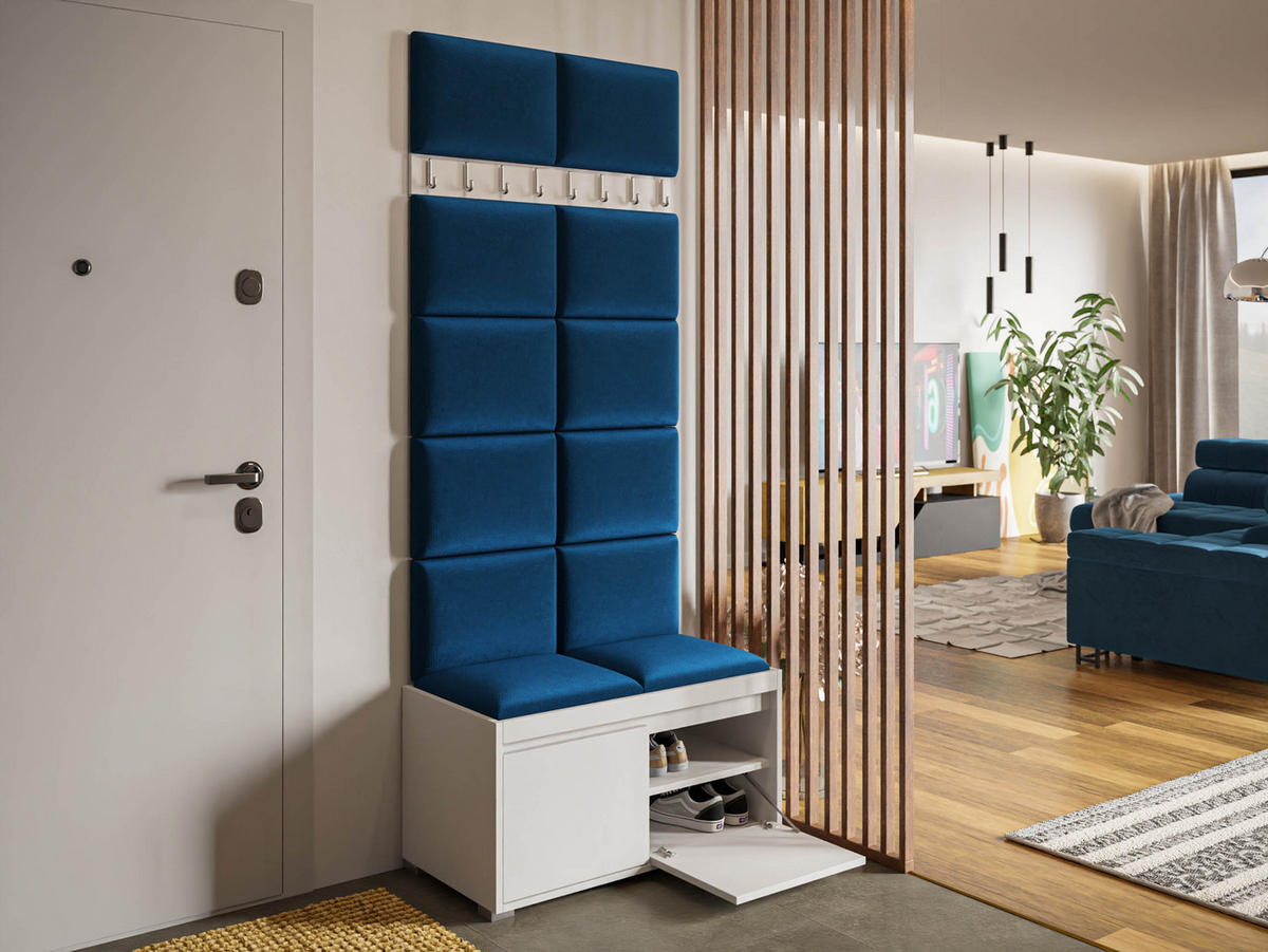 GARDEROBEN-SET Grawis 80 II - Blau/Silberfarben, Holzwerkstoff/Kunststoff (84.5/45/34cm) - MIRJAN24