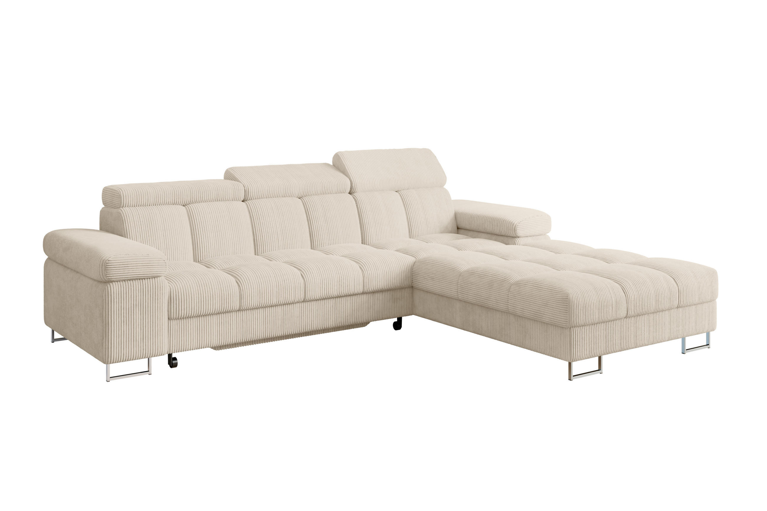 ROHOVÁ SEDAČKA s funkcí spaní, otoman vpravo COMA L 271x203x79 béžová manšestr - béžová, kompozitní dřevo/textil (203/271cm) - ALTDECOR